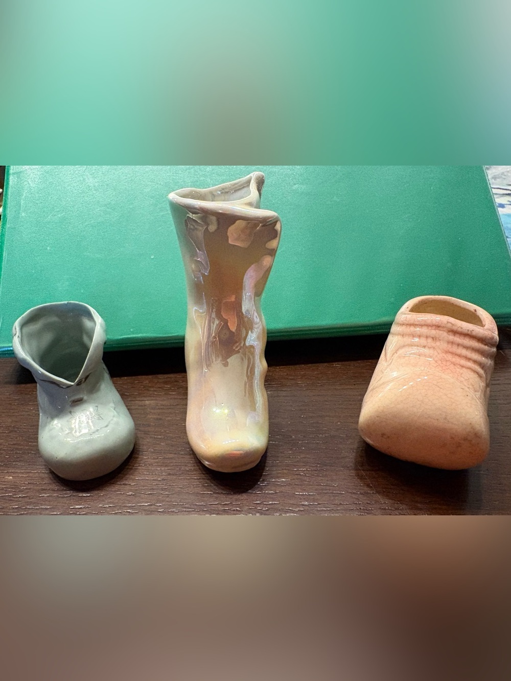 Iridescent Pearl Porcelain Collectible Shoes